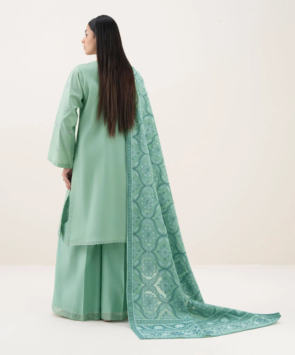 3 Piece - Embroidered Cotton Suit