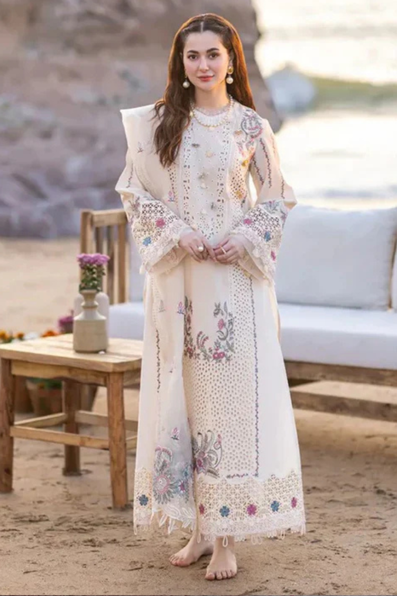 3PC Lawn Embroidered Shirt With Organza Embroidered Dupatta- 5013