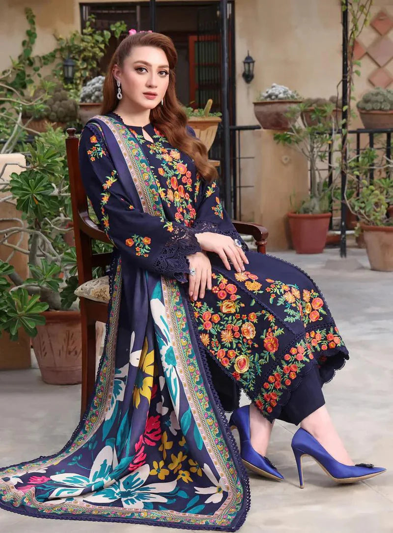 Lawn-3PC Embroidered Shirt with Digital Printed Jauqard Dupatta- 5131